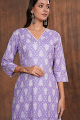 Lavender Kurti with Unique Necklace Design - Sophisticated  Style for Every Occasion