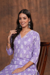 Lavender Kurti with Unique Necklace Design - Sophisticated  Style for Every Occasion