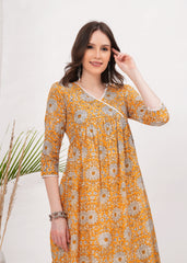 Elegant Yellow Eye Catching Sunflower Print Flared Kurta - Perfect for a Radiant Look