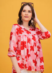 Petal Passion Top- Graceful blend of White Pink and Red Floral