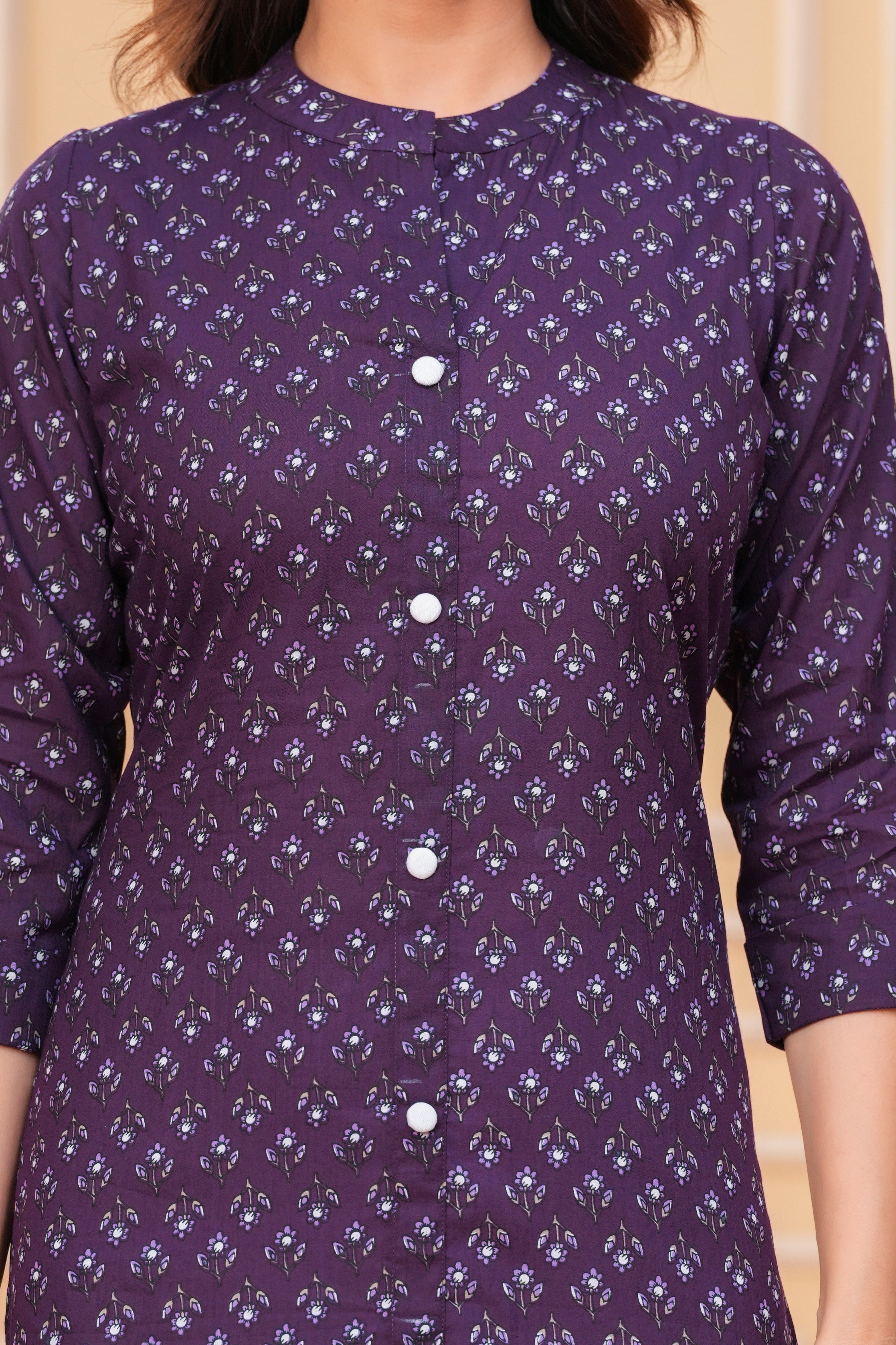 Purple Cotton Long Kurta for Women – Elegant Everyday Wear in Soft Pure Cotton