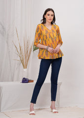 Sunlight Vibrant Yellow Pure Cotton Top -Radiate Warmth and Style