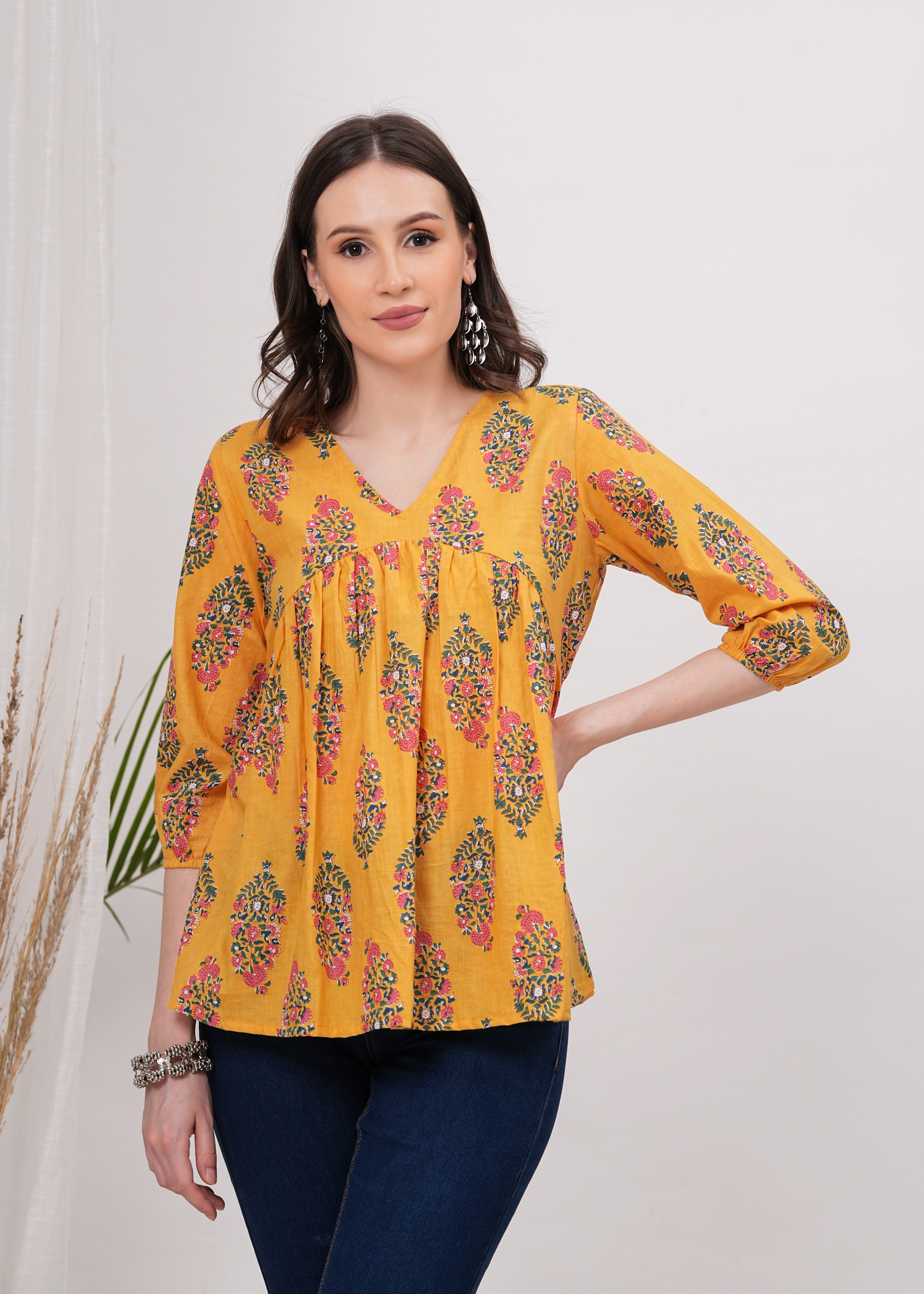 Sunlight Vibrant Yellow Pure Cotton Top -Radiate Warmth and Style