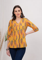 Sunlight Vibrant Yellow Pure Cotton Top -Radiate Warmth and Style