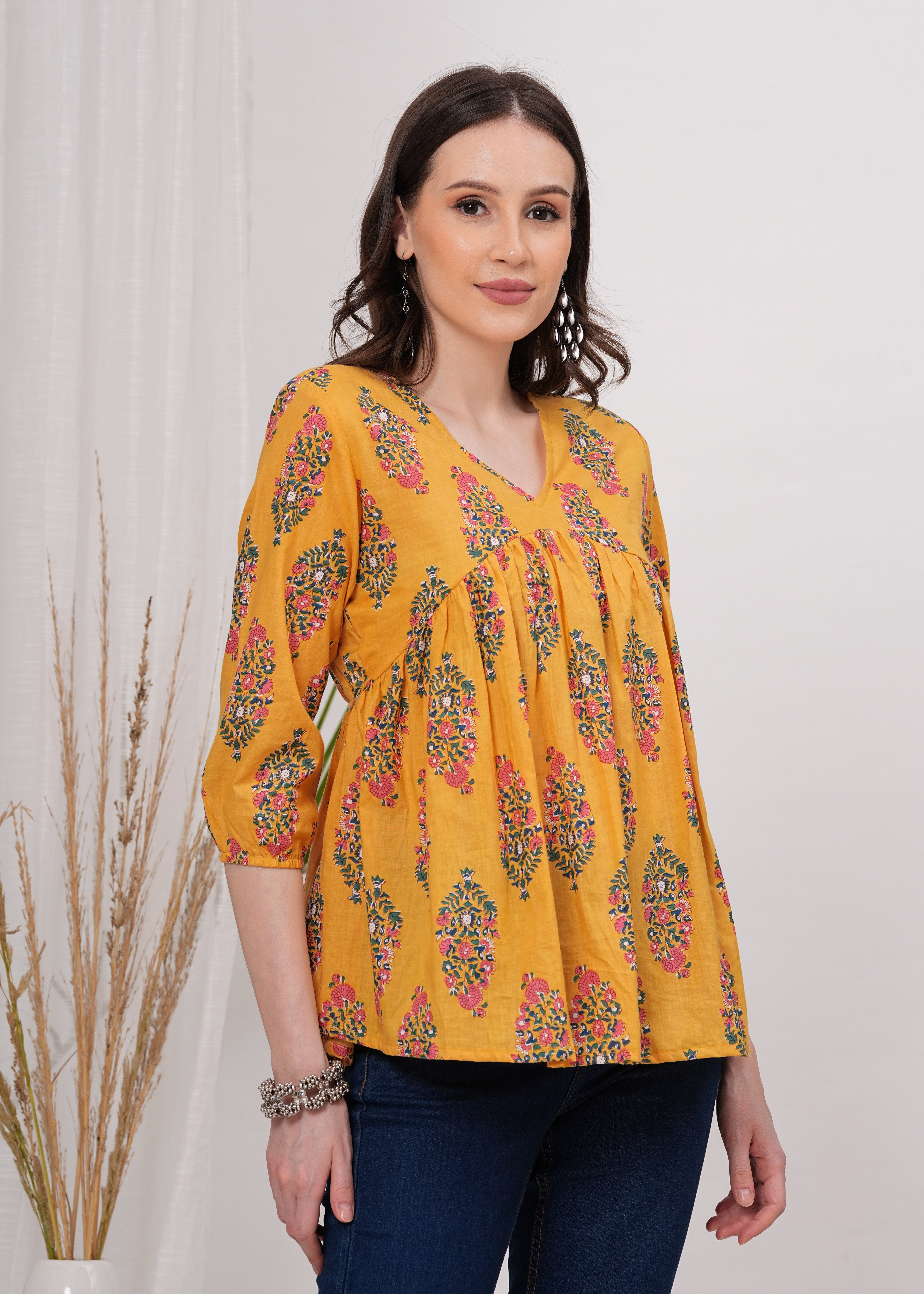 Sunlight Vibrant Yellow Pure Cotton Top -Radiate Warmth and Style