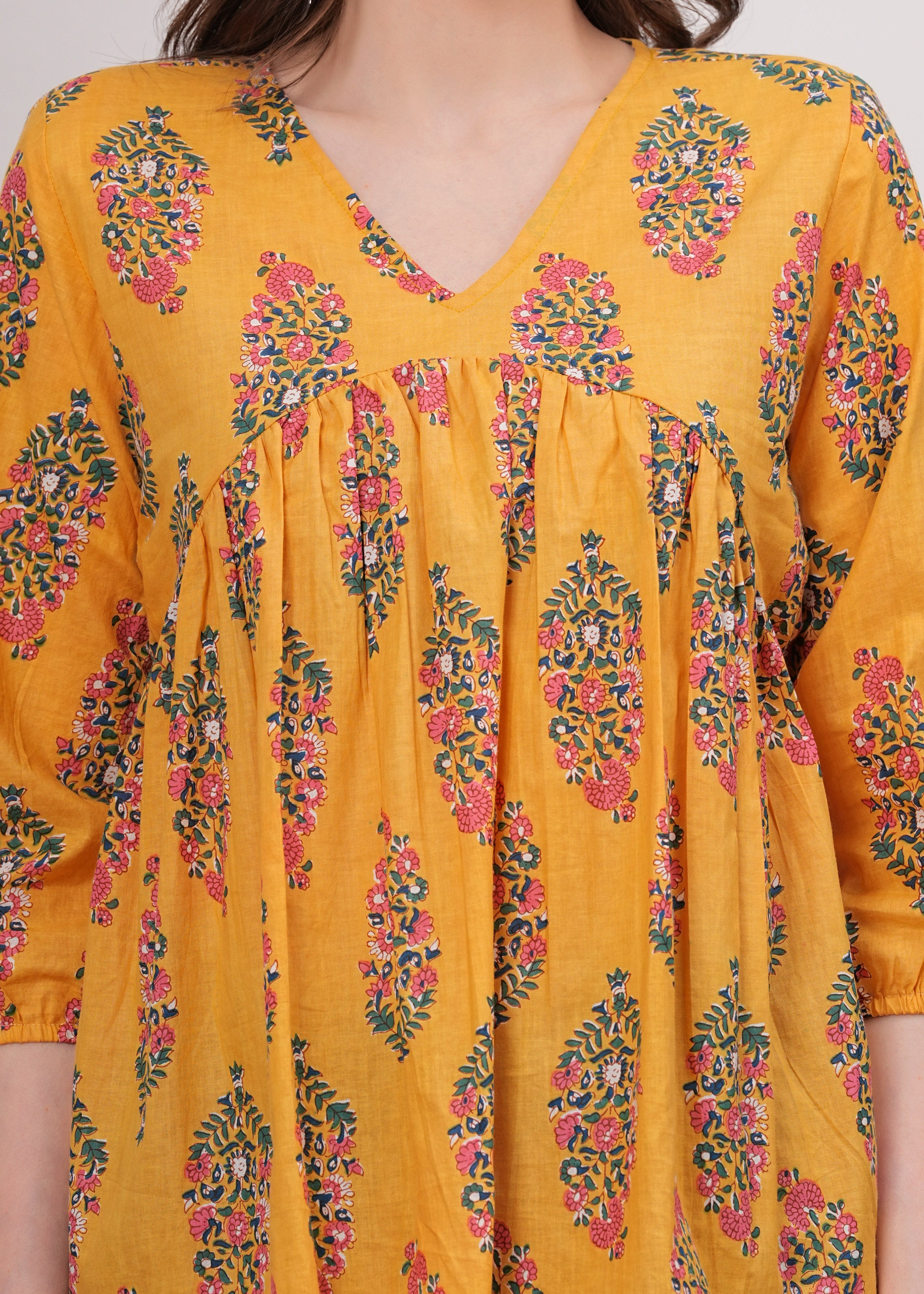 Sunlight Vibrant Yellow Pure Cotton Top -Radiate Warmth and Style