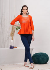 Tangerine Diamond Peplum Top