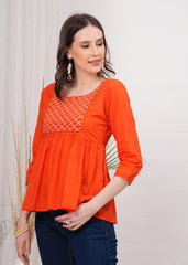 Tangerine Diamond Peplum Top