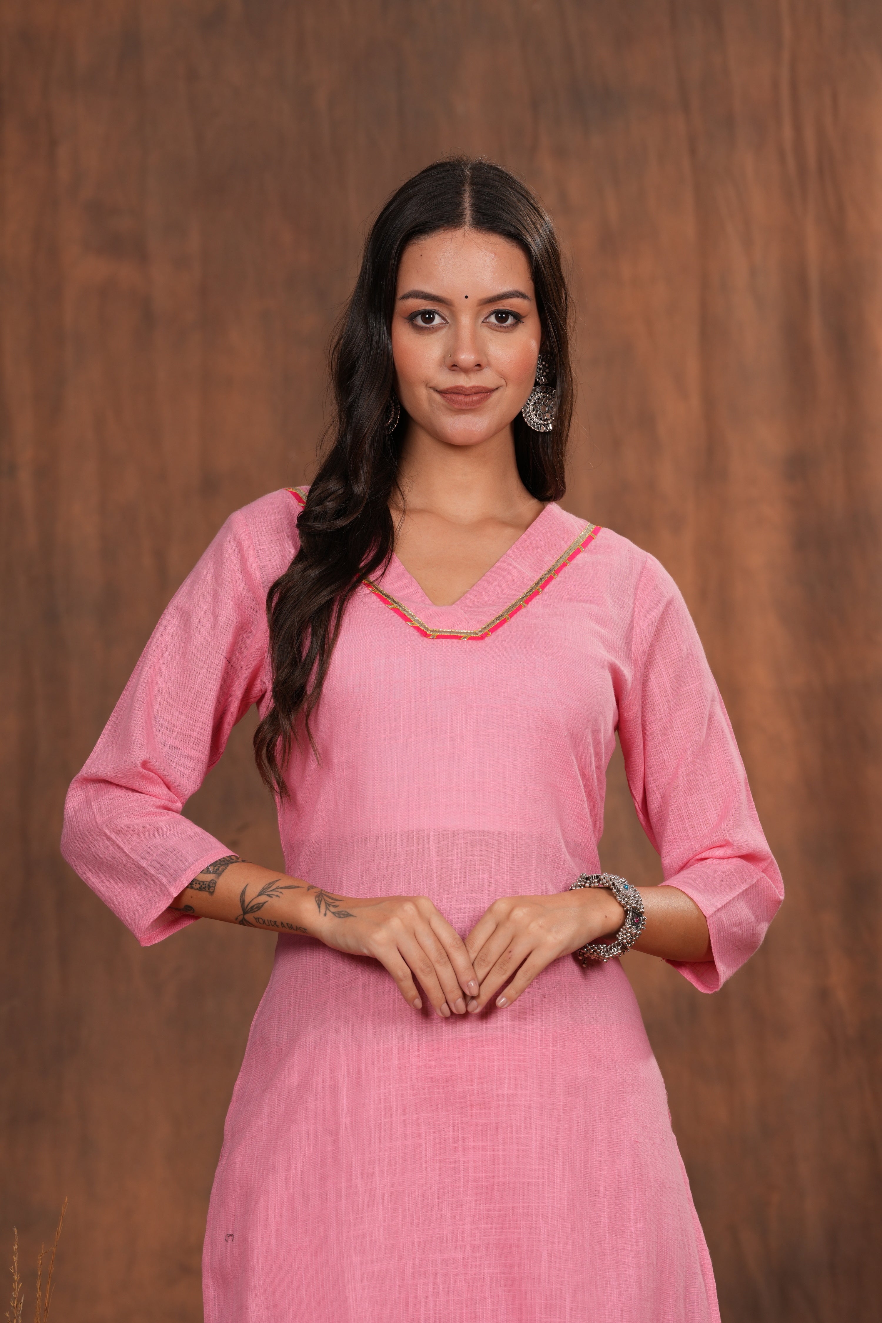 Trendy Plain Pink Cotton Kurta with Pants - The Perfect Blend of Comfort and Style for Everyday and Festive Occasions