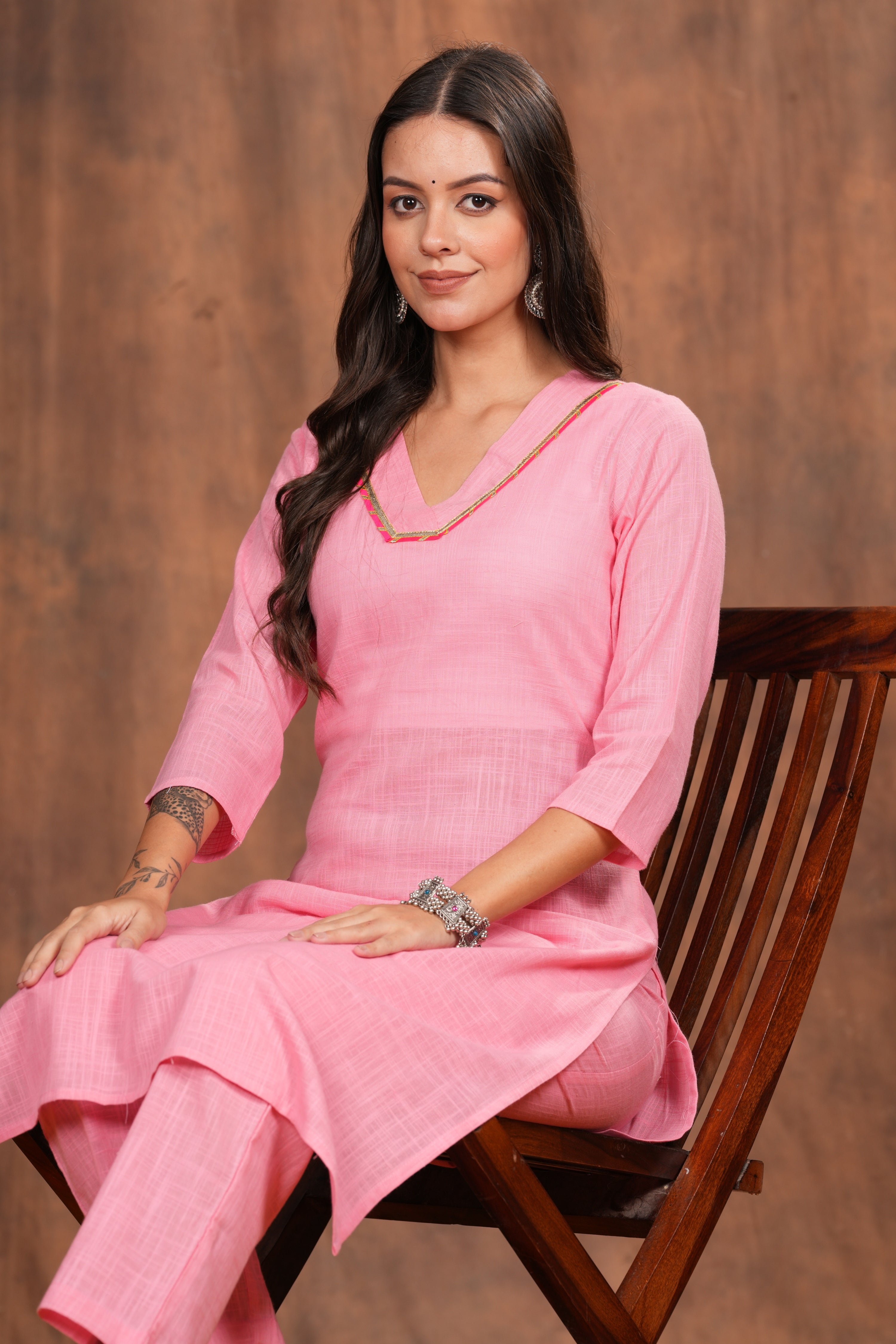 Trendy Plain Pink Cotton Kurta with Pants - The Perfect Blend of Comfort and Style for Everyday and Festive Occasions