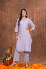 Stylish Lavender Kurta with Pants - Combining Graceful Design and Comfort for an Effortlessly Stylish Look