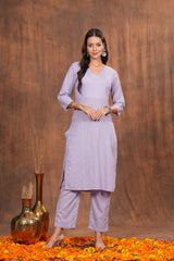 Stylish Lavender Kurta with Pants - Combining Graceful Design and Comfort for an Effortlessly Stylish Look