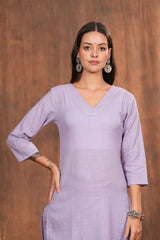 Stylish Lavender Kurta with Pants - Combining Graceful Design and Comfort for an Effortlessly Stylish Look