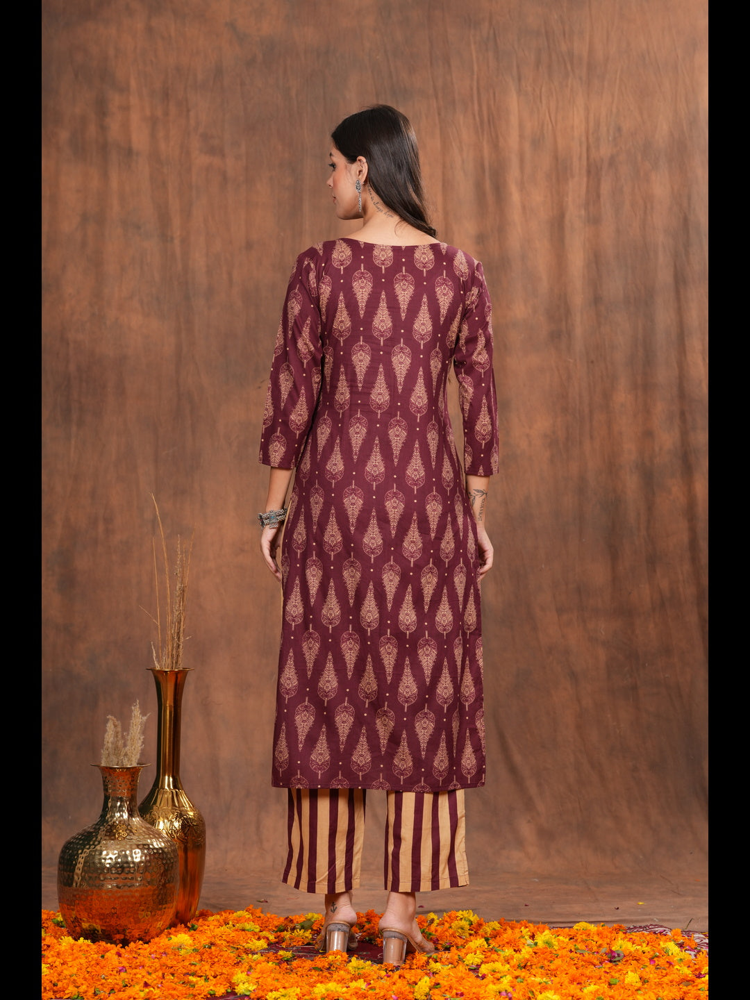 Regal Maroon Kurta Pant Dupatta Set, a perfect blend of traditional artistry and modern sophistication