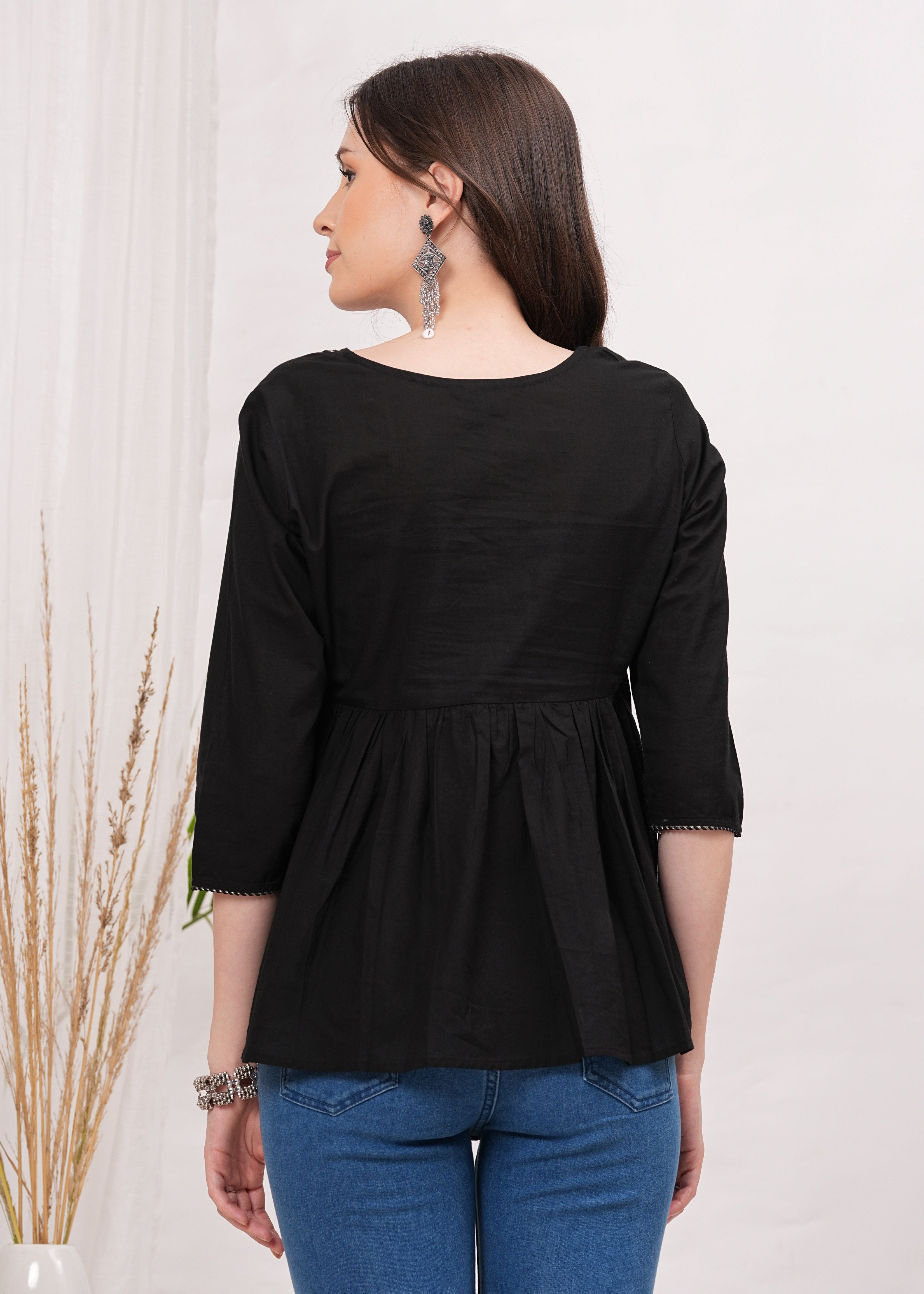 Tangerine Diamond Peplum Top
