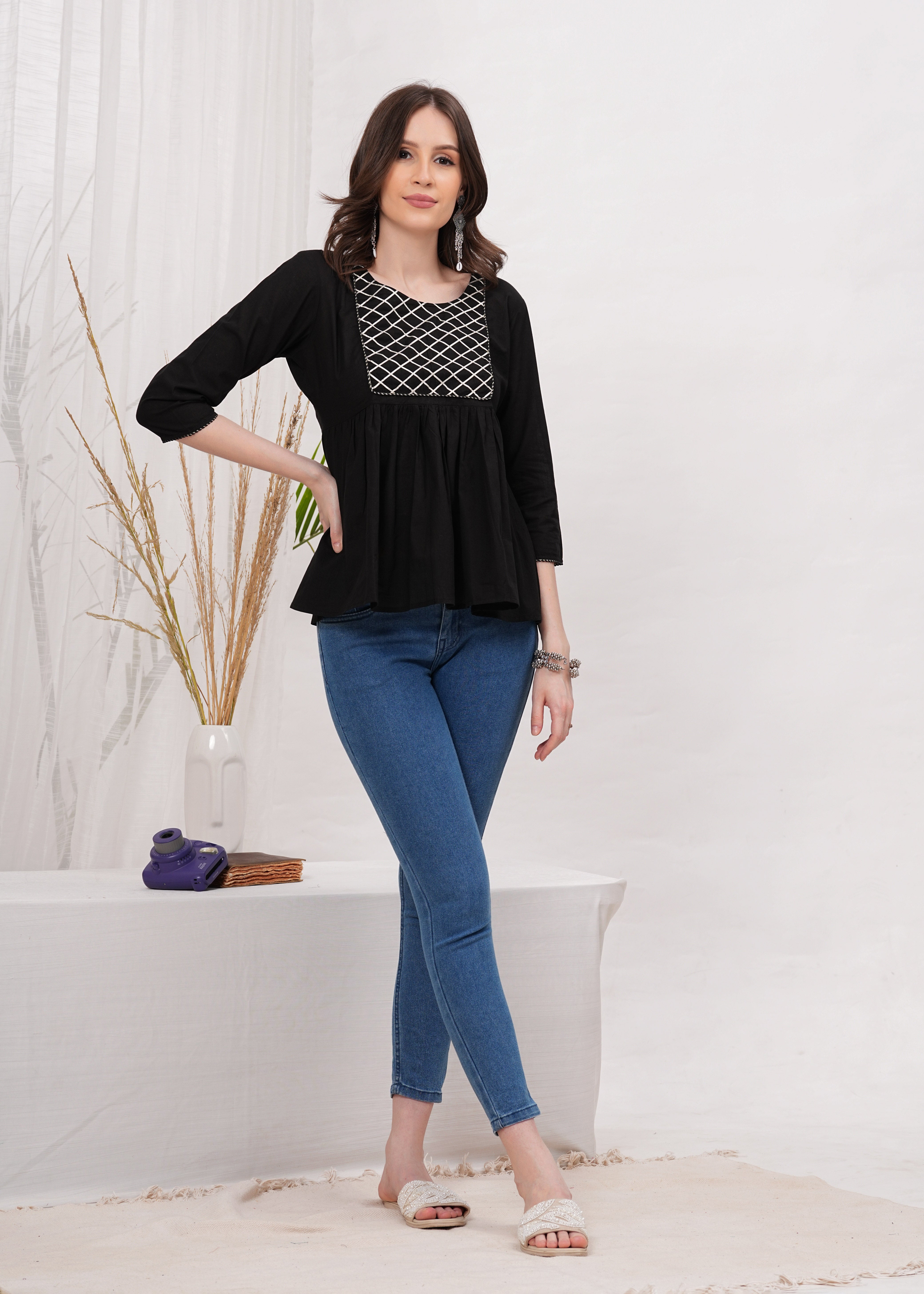 Tangerine Diamond Peplum Top