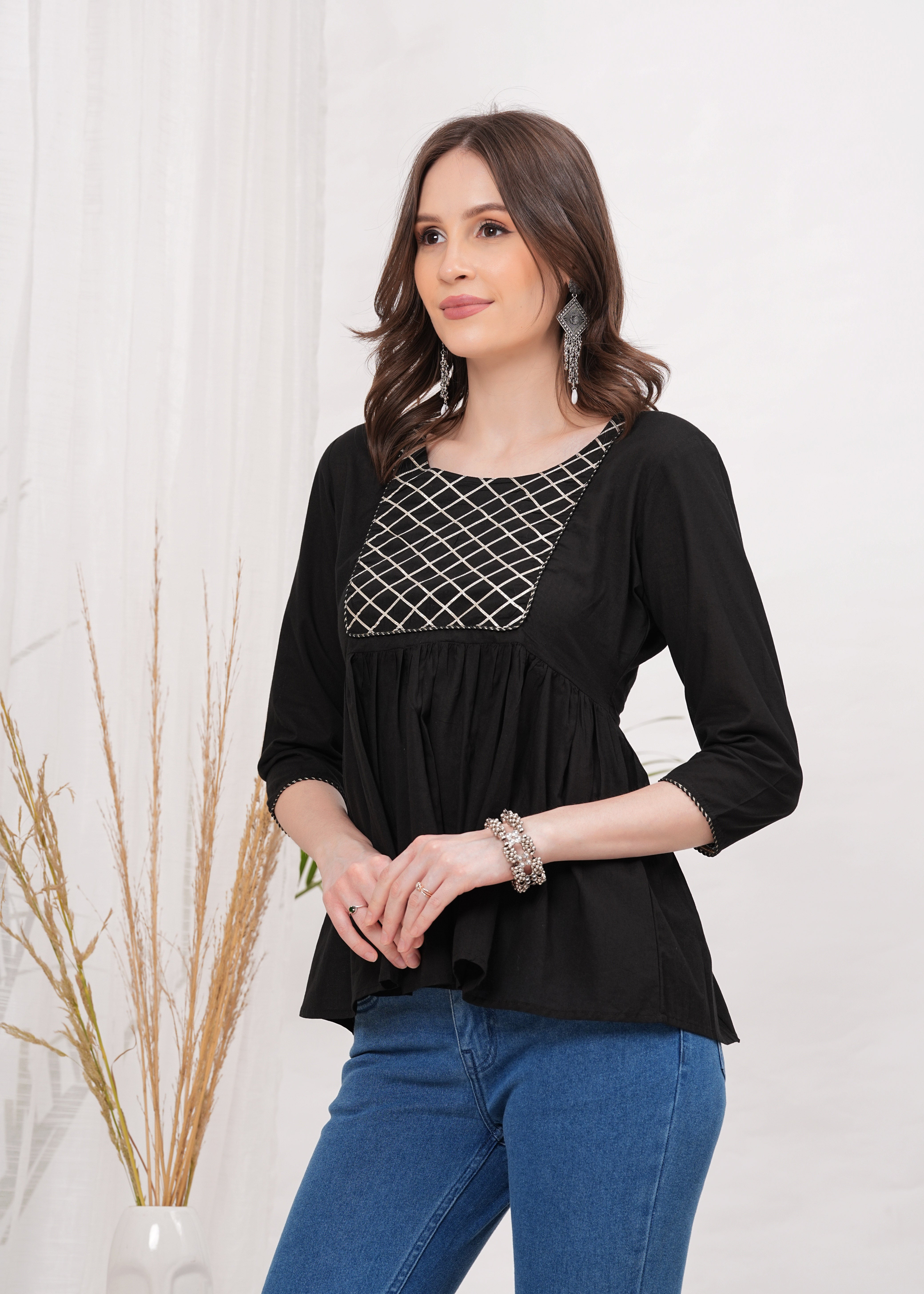 Tangerine Diamond Peplum Top
