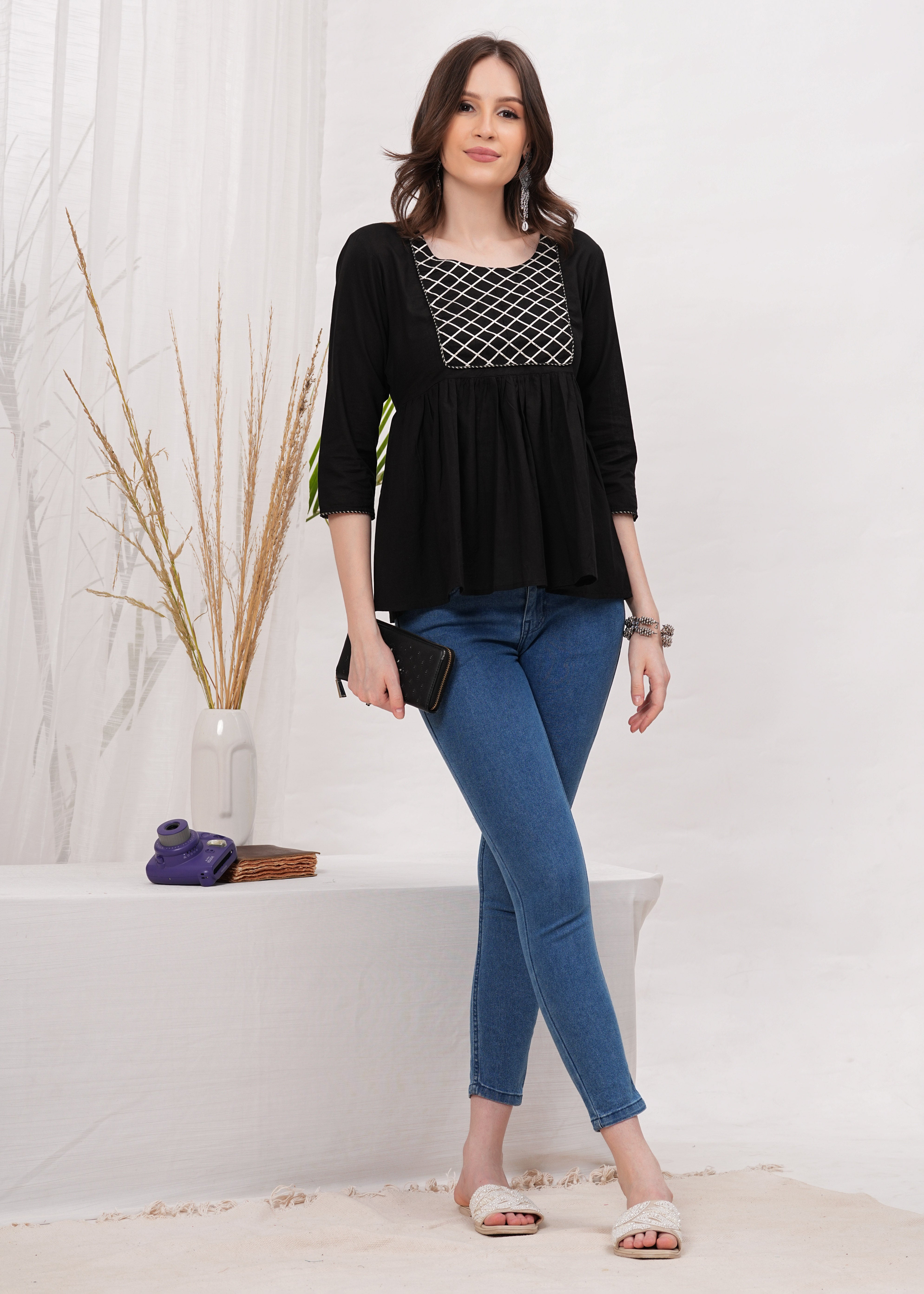 Tangerine Diamond Peplum Top
