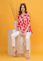 Petal Passion Top- Graceful blend of White Pink and Red Floral