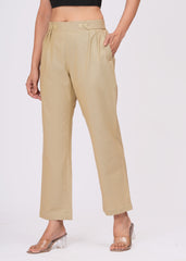 Women’s Regular Fit Beige Cotton Trousers – Soft, Smart & Stylish