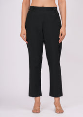 Women’s Regular Fit Black Cotton Trousers – Timeless Comfort & Style