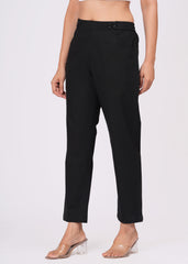Women’s Slim Fit Black Cotton Trousers – Sleek & Comfortable Everyday Wear