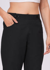 Women’s Slim Fit Black Cotton Trousers – Sleek & Comfortable Everyday Wear