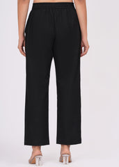 Women’s Slim Fit Black Cotton Trousers – Sleek & Comfortable Everyday Wear