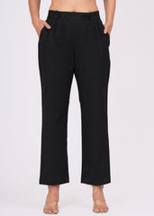 Women’s Slim Fit Black Cotton Trousers – Sleek & Comfortable Everyday Wear