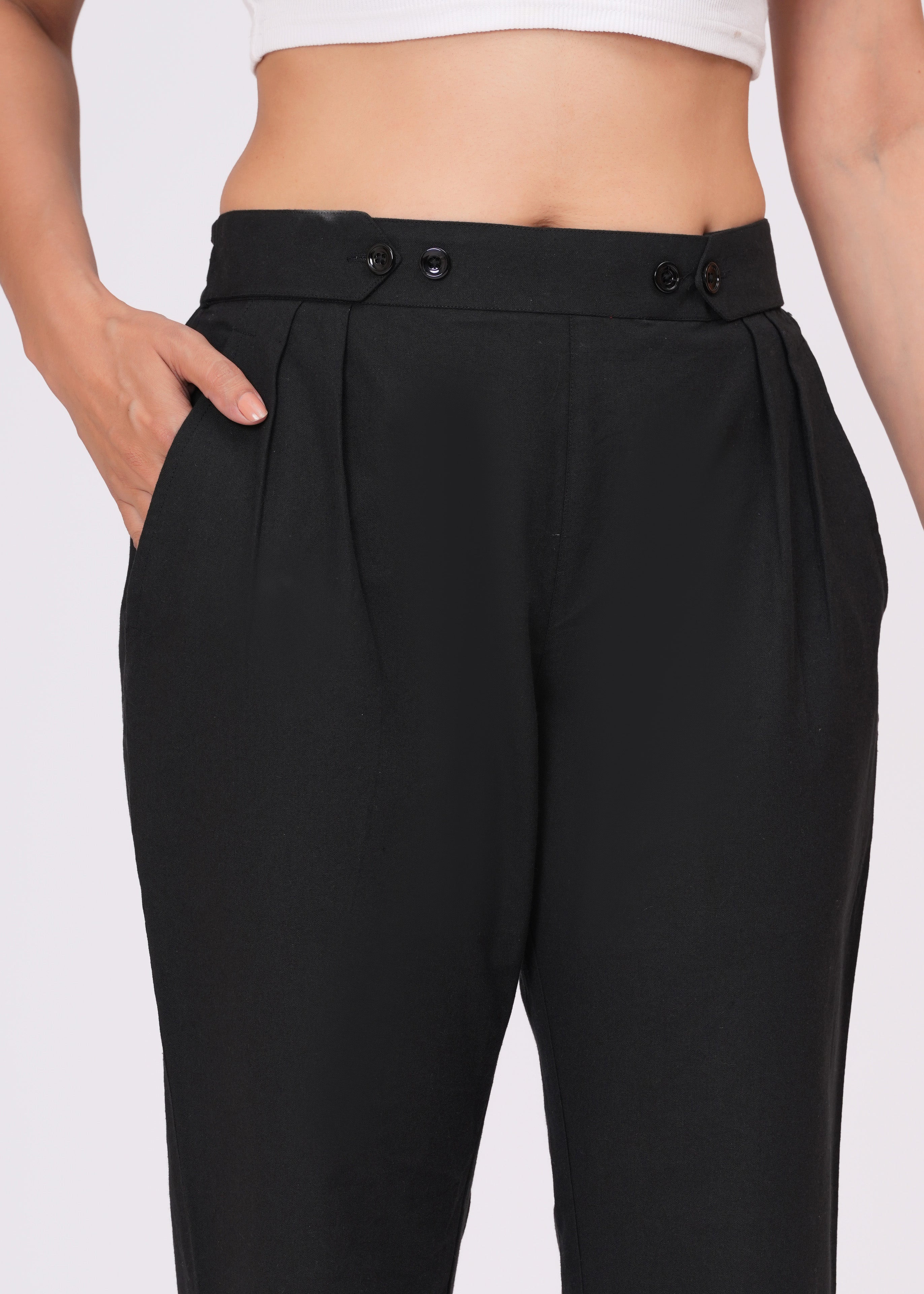 Women’s Slim Fit Black Cotton Trousers – Sleek & Comfortable Everyday Wear