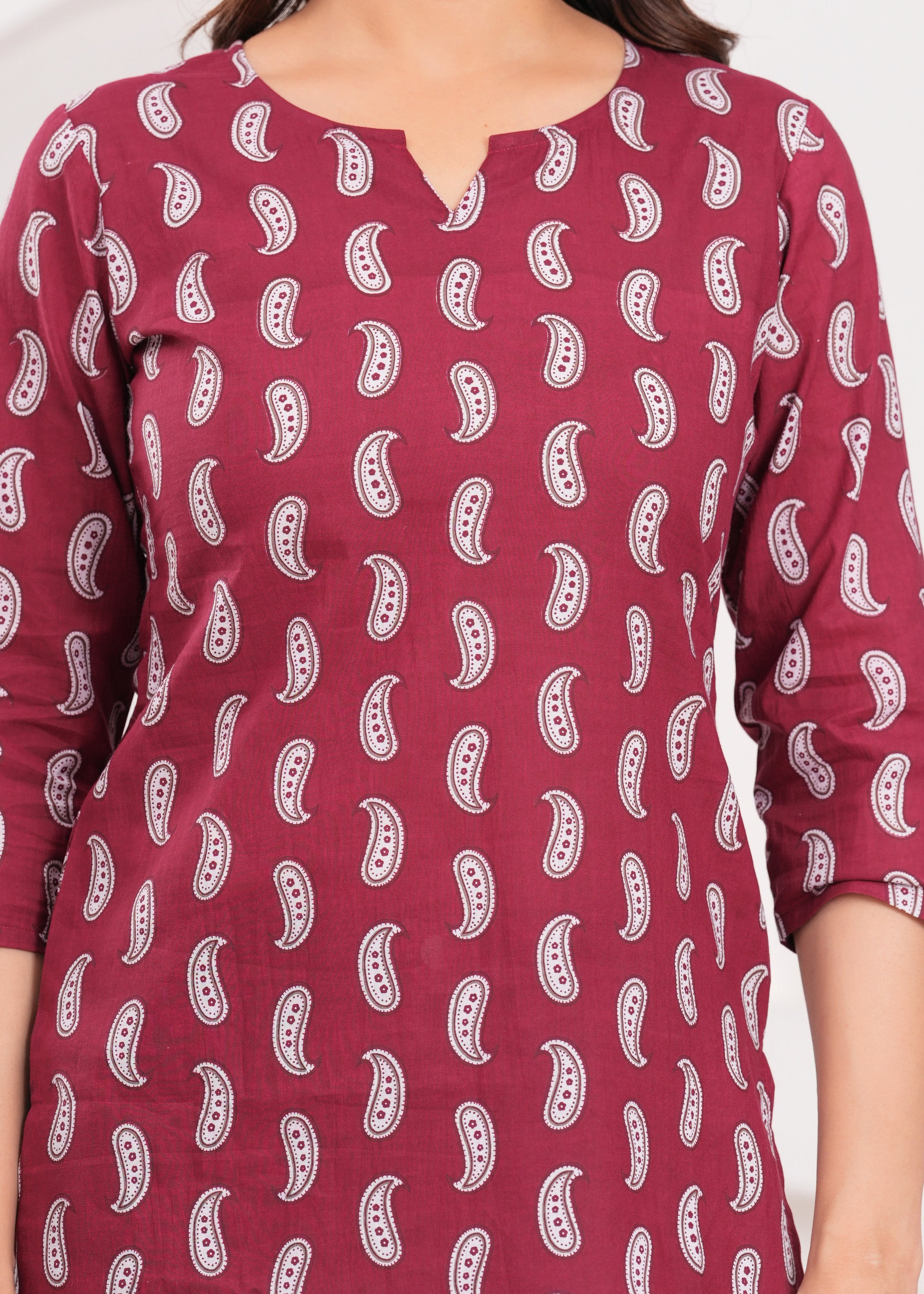 Short Red-Maroon Kurti for Women – Elegant, Comfortable, and Stylish Daily Wear in Rich Dual Tones for Effortless Ethnic Charm