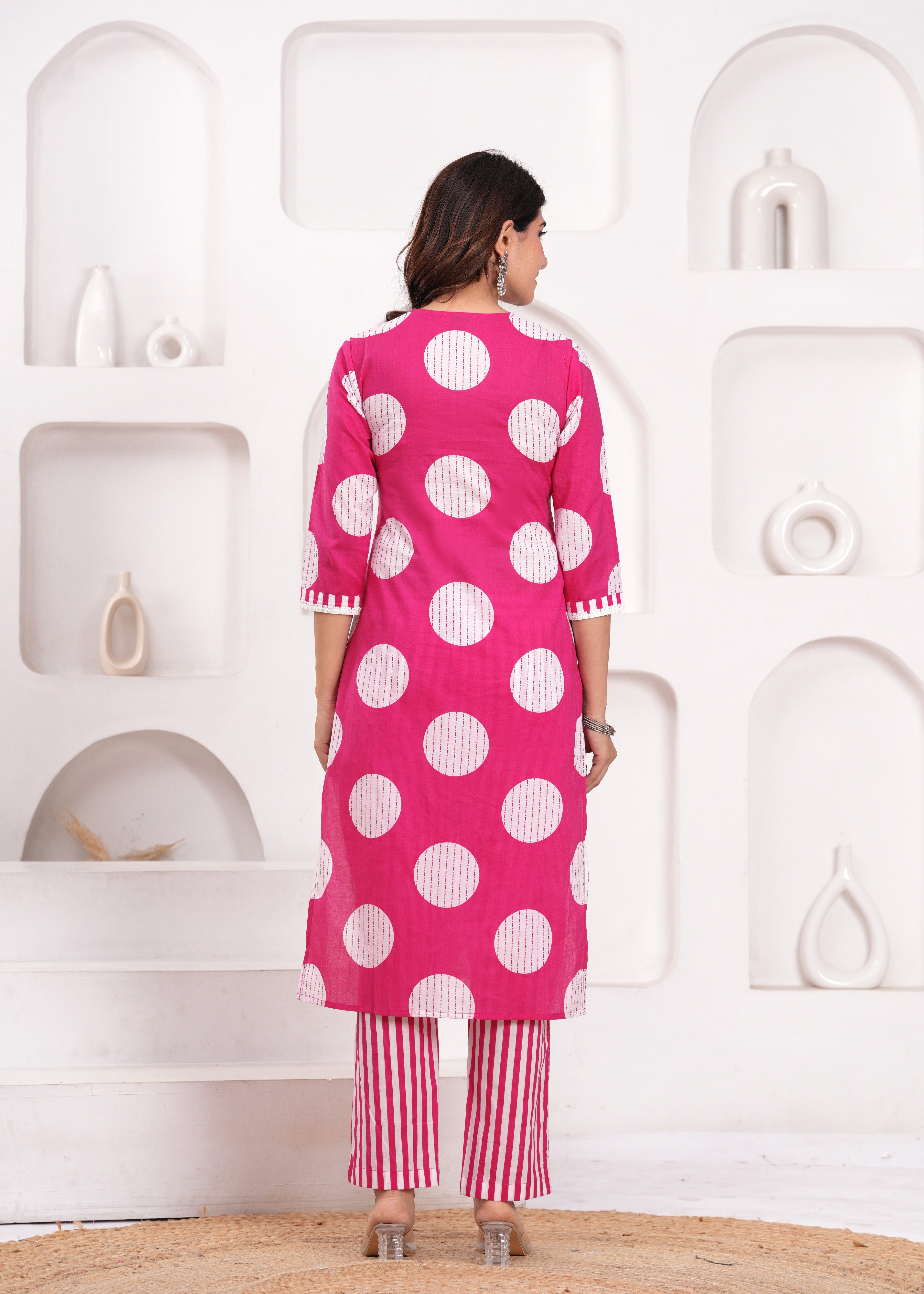 Hot Pink Kurta with Coordinated Pants – Vibrant, Comfortable, and Perfect for Celebrations or Casual Chic