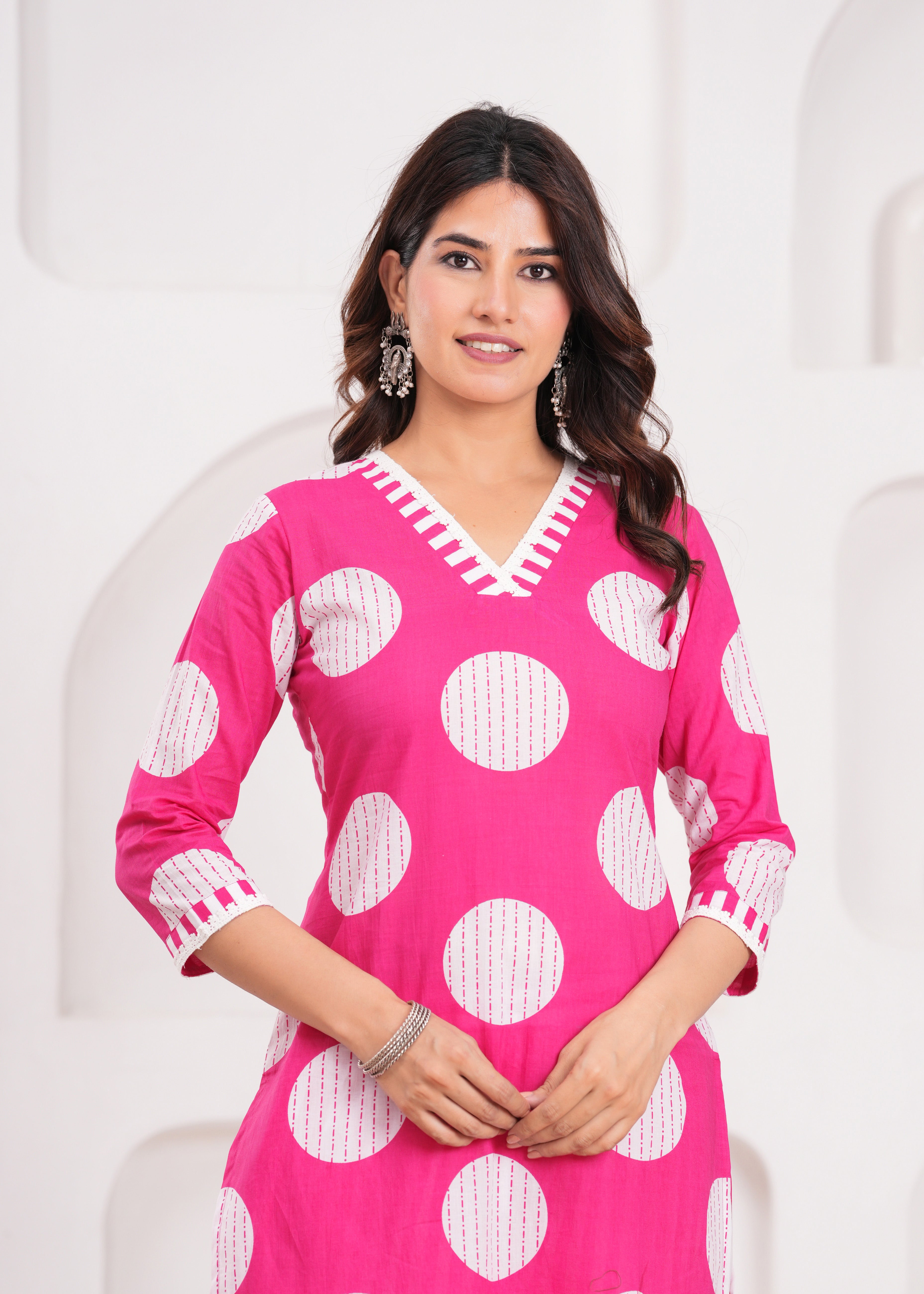 Hot Pink Kurta with Coordinated Pants – Vibrant, Comfortable, and Perfect for Celebrations or Casual Chic